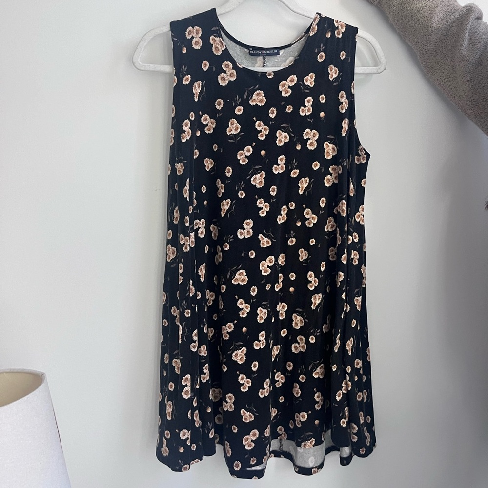 Brandy Melville Black Floral Mini Dress